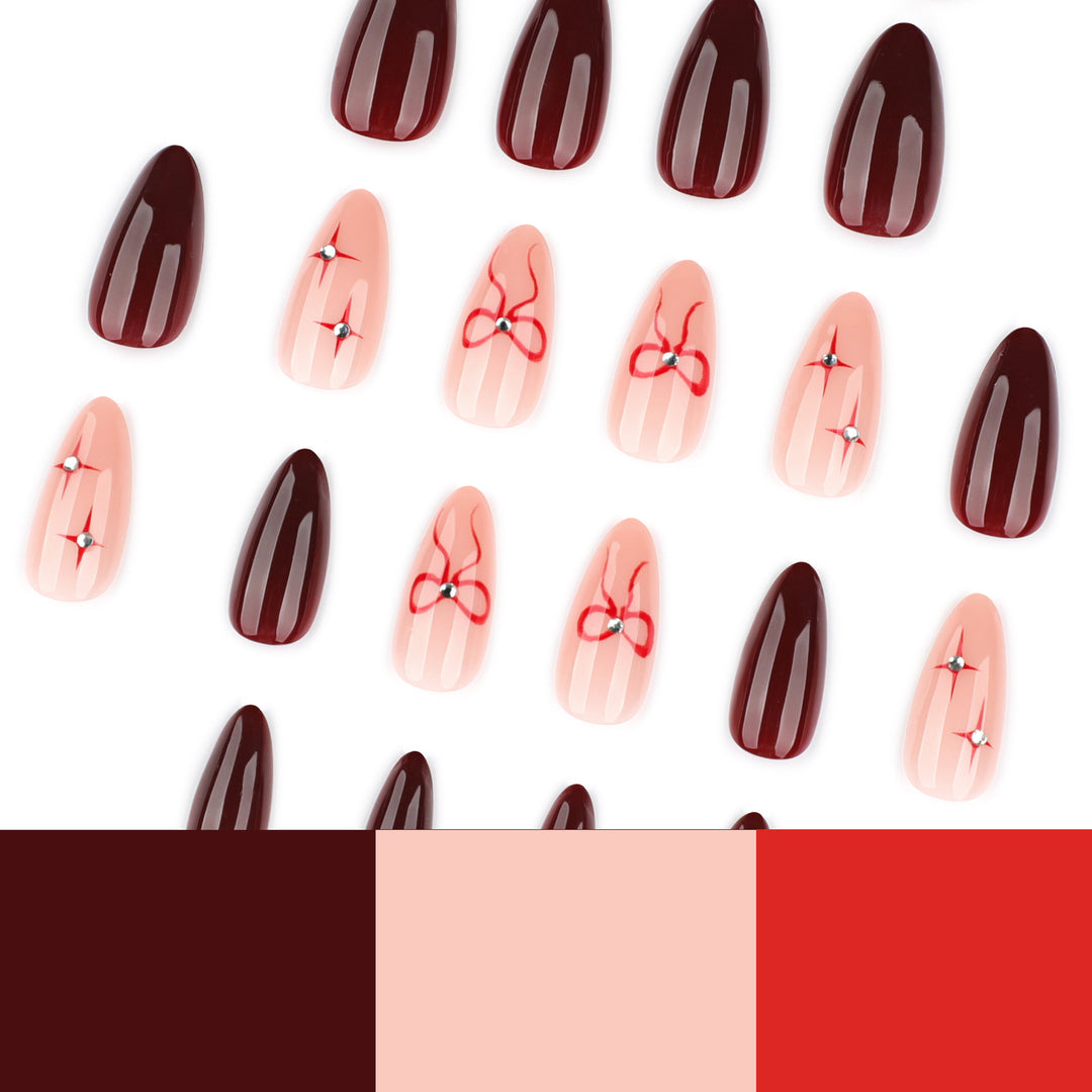 Artful nail art with elegant bows and rhinestone embellishments Kalsten