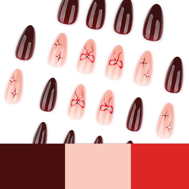 Artful nail art with elegant bows and rhinestone embellishments Kalsten