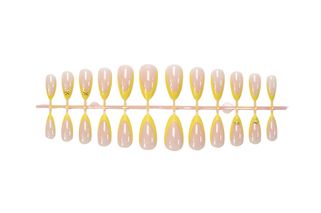 Artificial nail set with elegant tip and golden details Kalsten