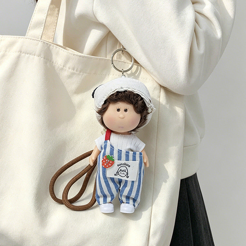 Hooded Doll Bag Charm Keychain with Denim Outfit & Loop Strap Kalsten
