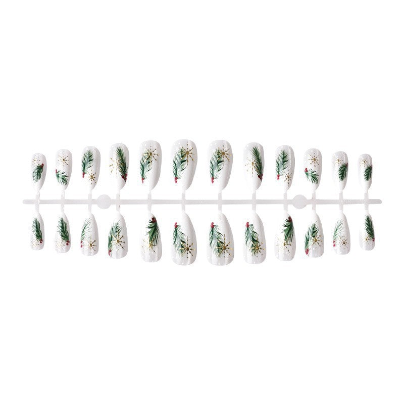 Artificial nail set with elegant Christmas motifs and golden accents Kalsten