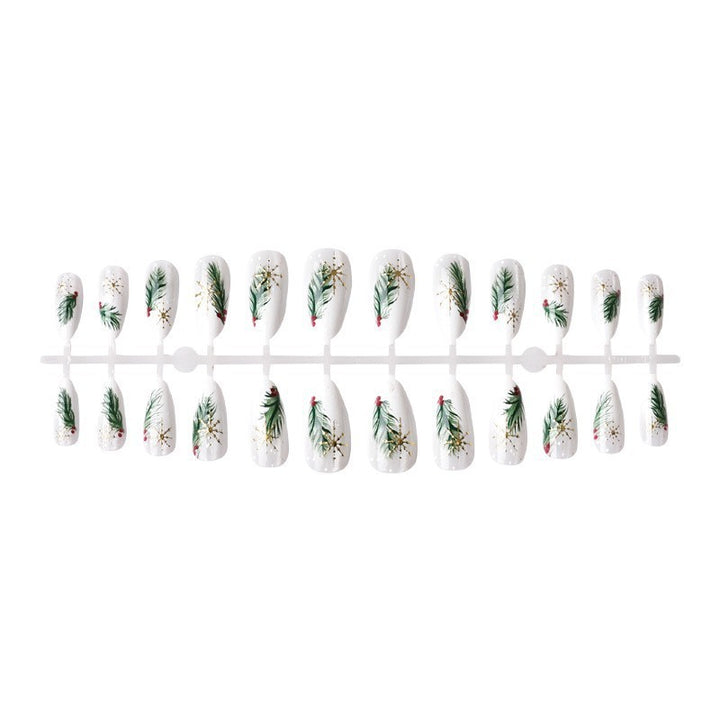 Artificial nail set with elegant Christmas motifs and golden accents Kalsten