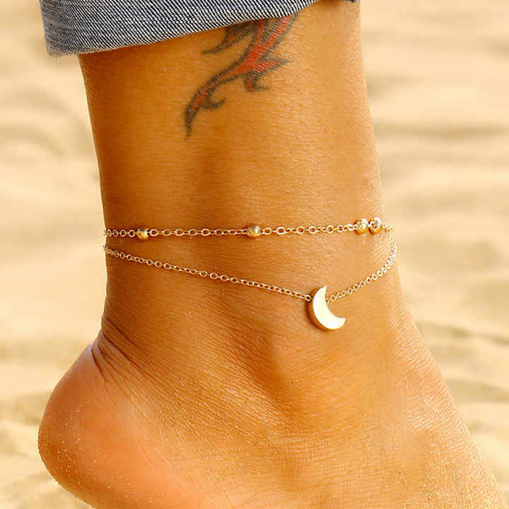 Double Layered Moon Charm Anklet Kalsten