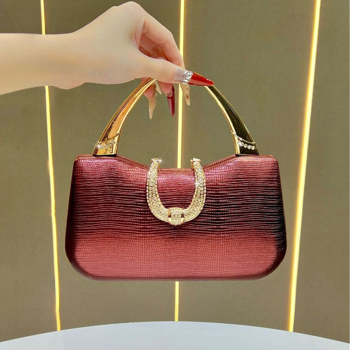 Crocodile-Effect Evening Handbag