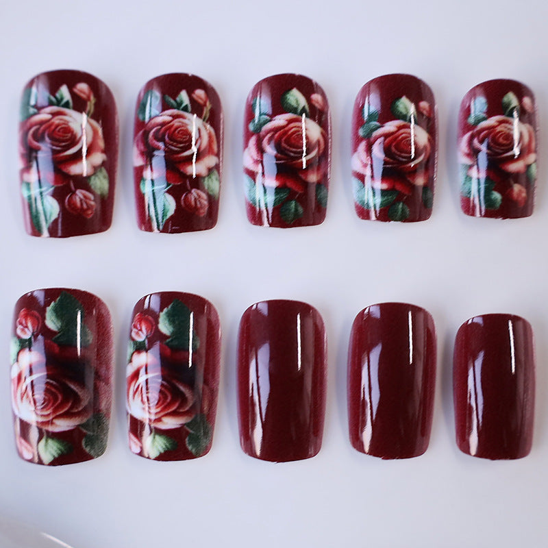 Floral Rose Acrylic Nail Art Kalsten