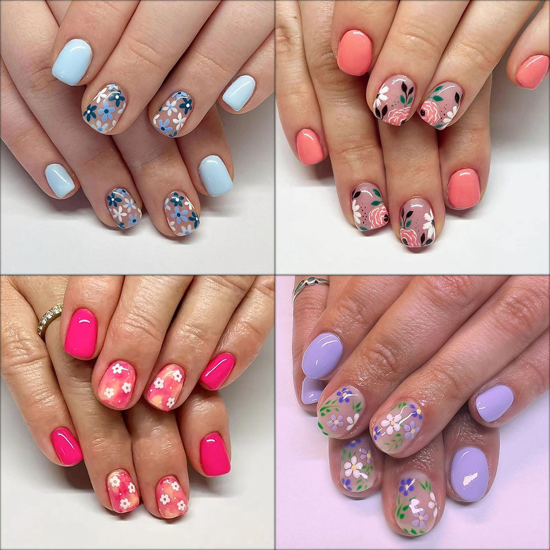 Floral Decorative Press-On Nail Set
