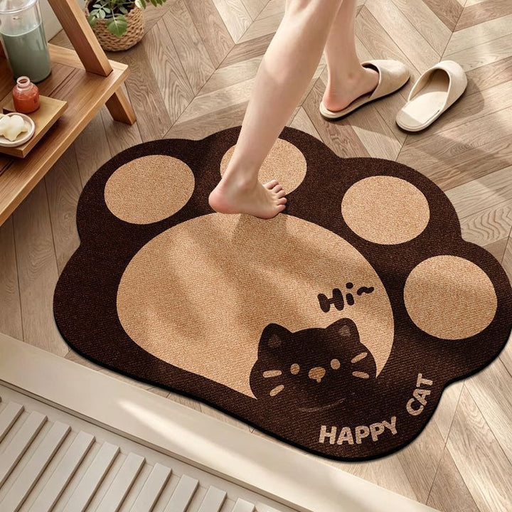 Cute Cat Paw-Print Bath Mat