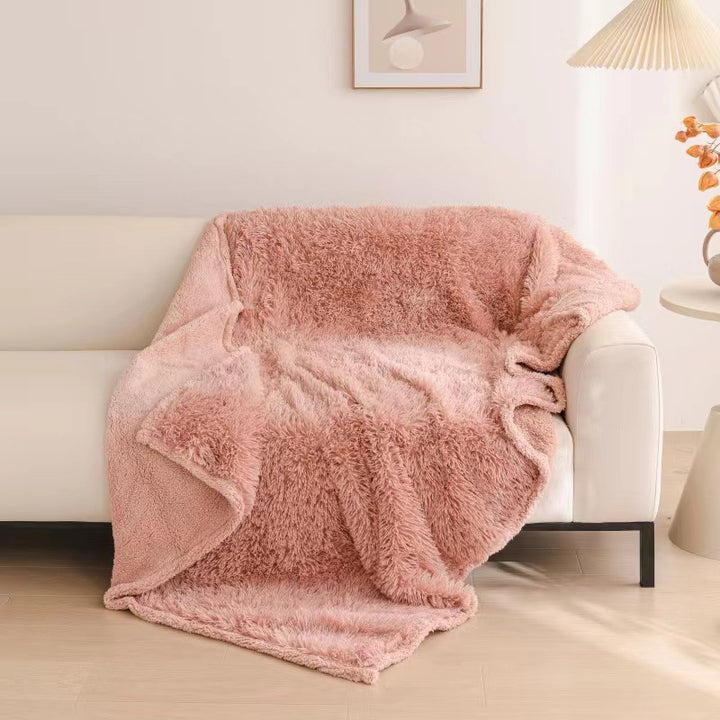 Oversized Reversible Plush Faux Fur Sherpa Throw Blanket