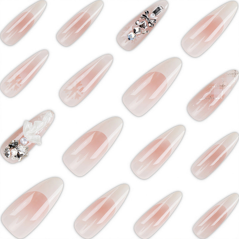 Premium Decorative Press-On Nail Art with Floral and Rhinestone Accents Kalsten