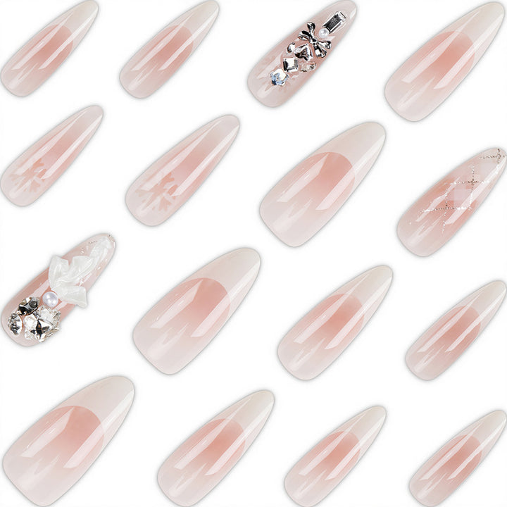 Premium Decorative Press-On Nail Art with Floral and Rhinestone Accents Kalsten