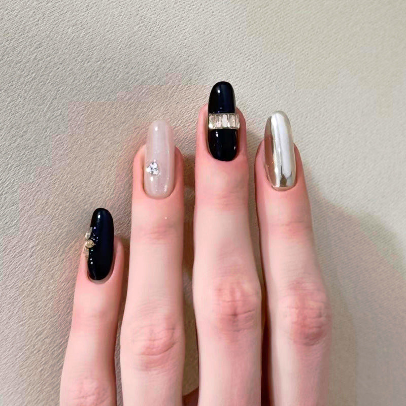 Artistic Rhinestone-Embellished Press-On Nails Kalsten