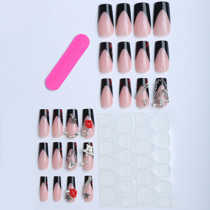Artificial nails with glamorous 3D decorations and noble accents Kalsten