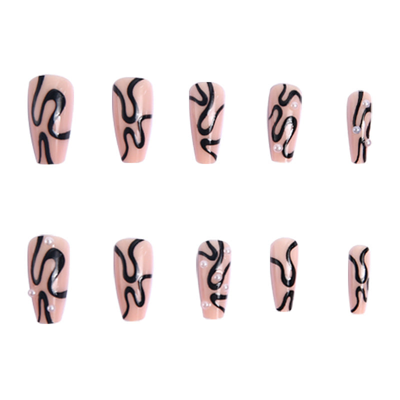 Artificial nail set with unique wave designs and glamorous accents Kalsten