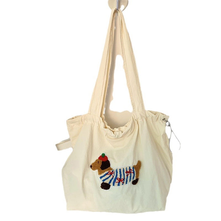 Playful Dachshund Embroidered Tote Bag