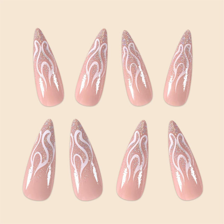 Flame Accent Stiletto Nail Art
