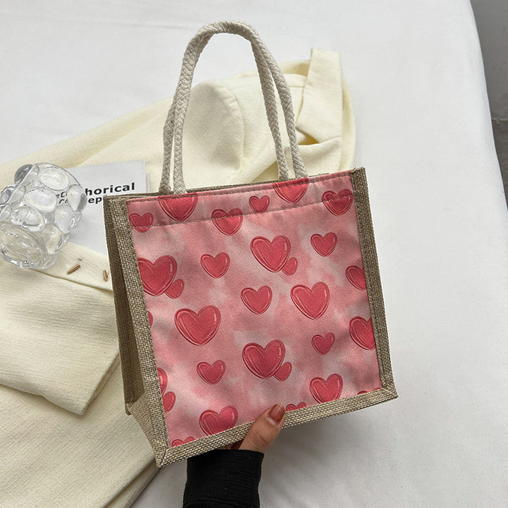 Heart-Patterned Casual Tote Bag