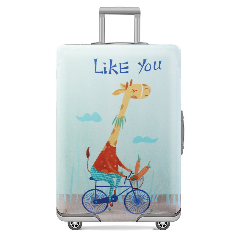 Unisex nan elastic motif suitcase cover made of stretchable polyester with handle and wheel openings Kalsten