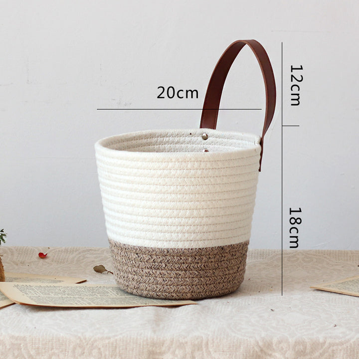 Decorative basket with leather handle Kalsten