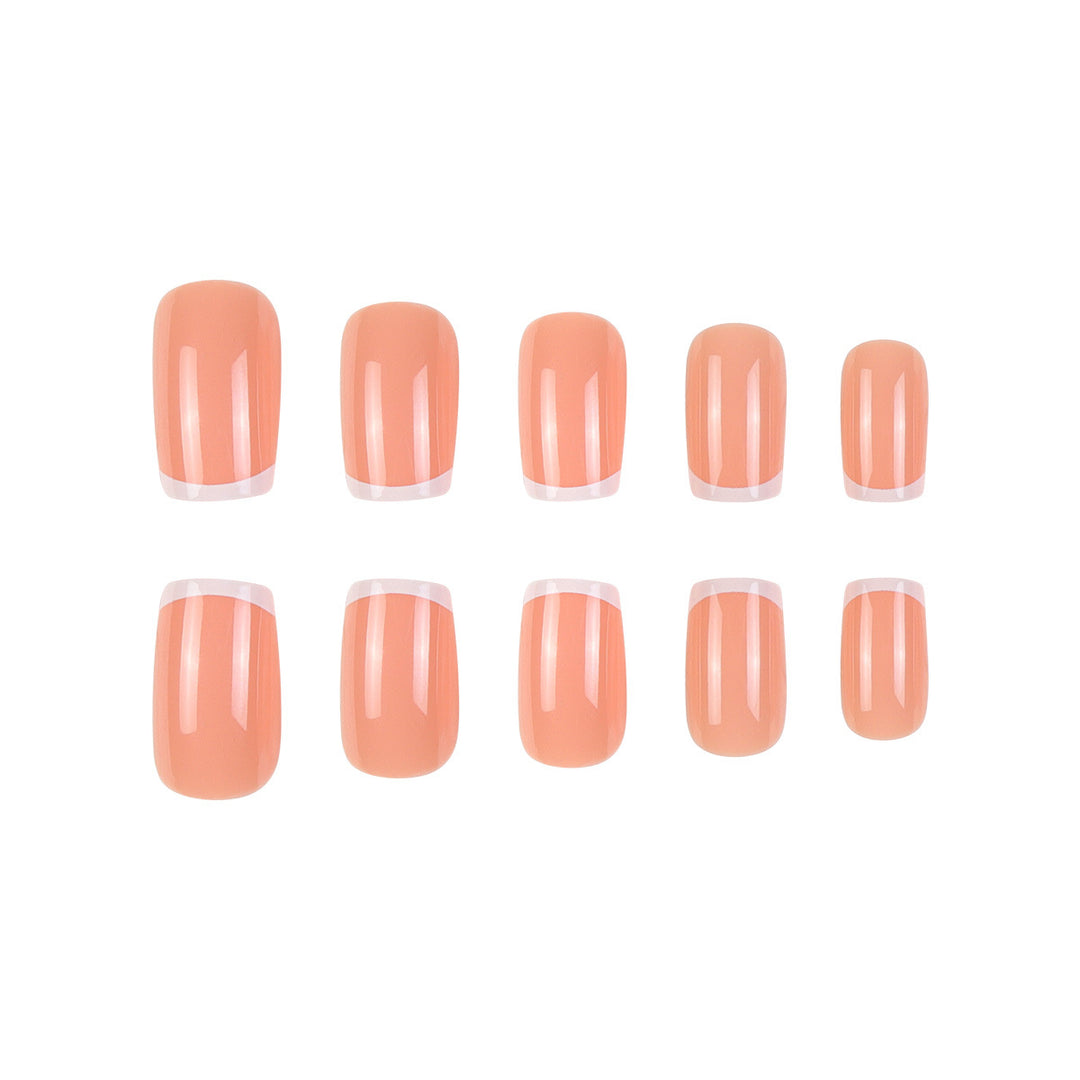 Glossy French Tip Press-On Nail Set Kalsten