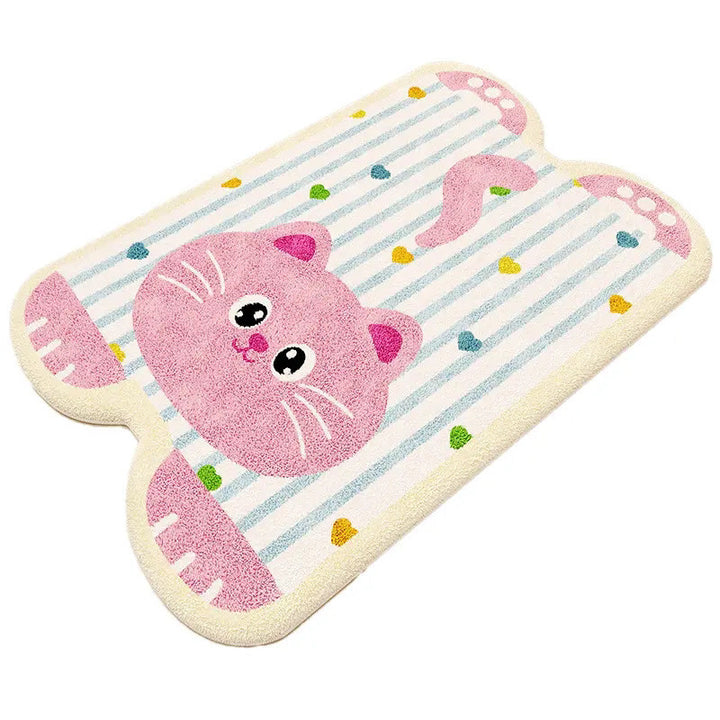 Cute Cartoon Cat-Themed Bath Mat