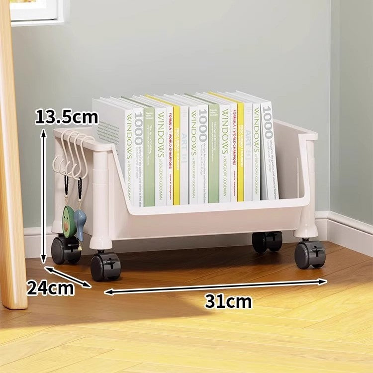 Compact Two-Tier Rolling Storage Cart with Removable Bins and Swivel Casters