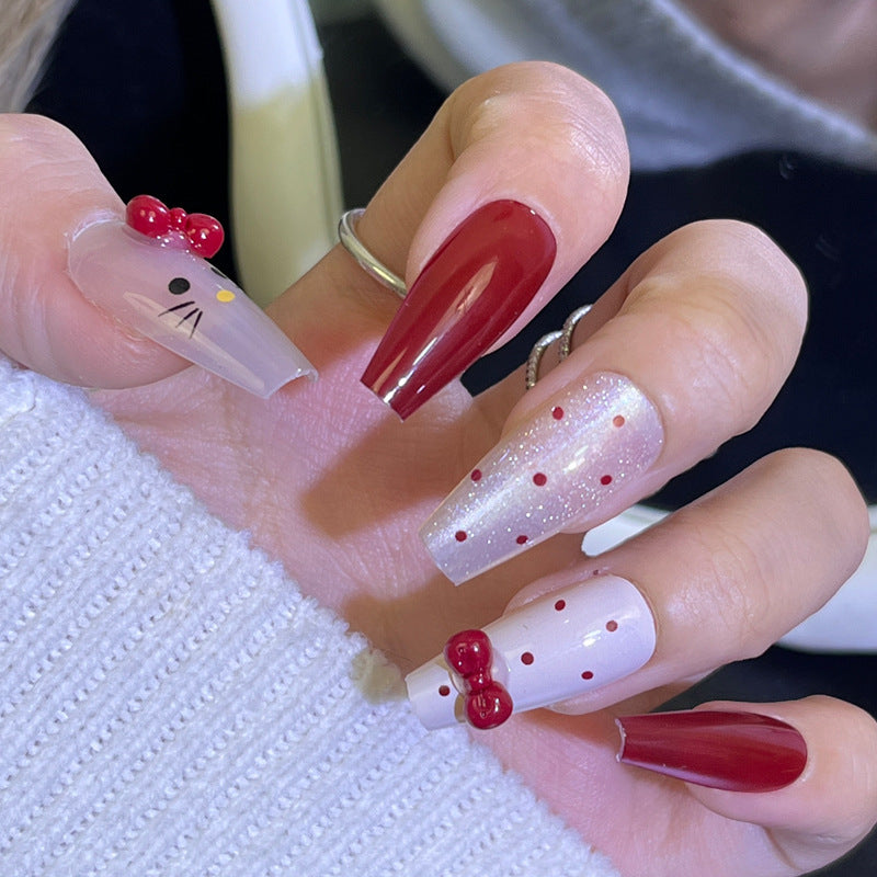 Glamorous Press-On Nail Art Set with Stylish Gemstone Accents Kalsten