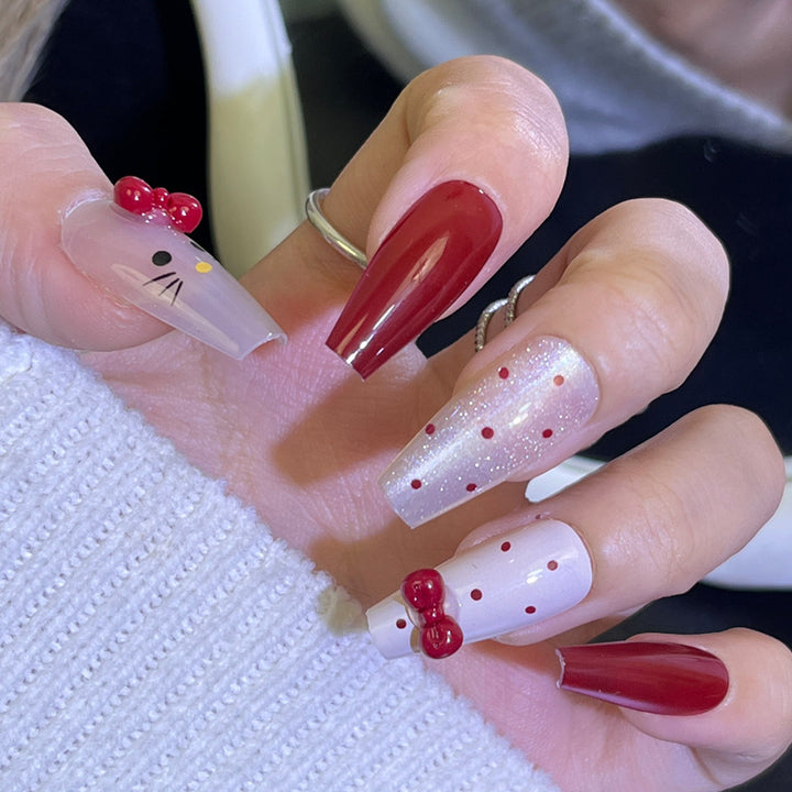 Glamorous Press-On Nail Art Set with Stylish Gemstone Accents Kalsten