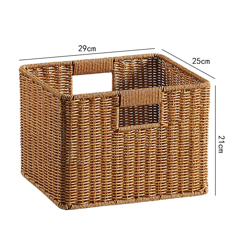 Handwoven Rectangular Storage Basket with Cutout Handles Kalsten