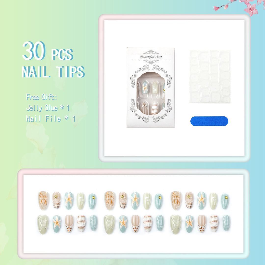 Artistic Ocean-Inspired Nail Art Set