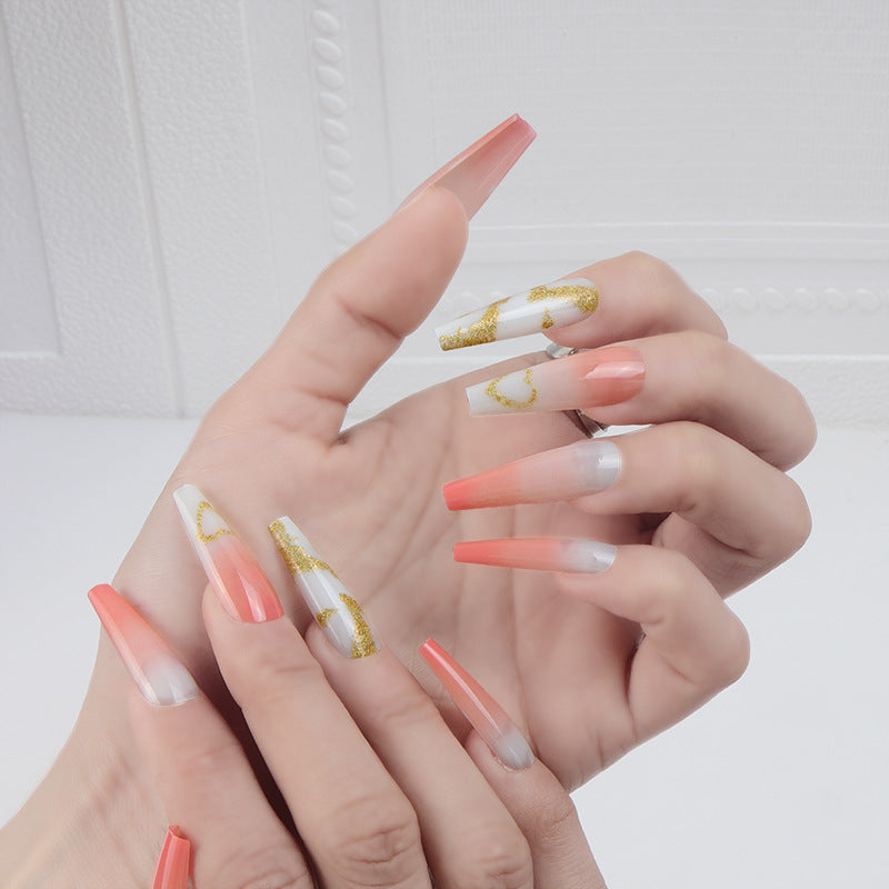 Decorative Long Press-On Nails with Glitter Accents Kalsten