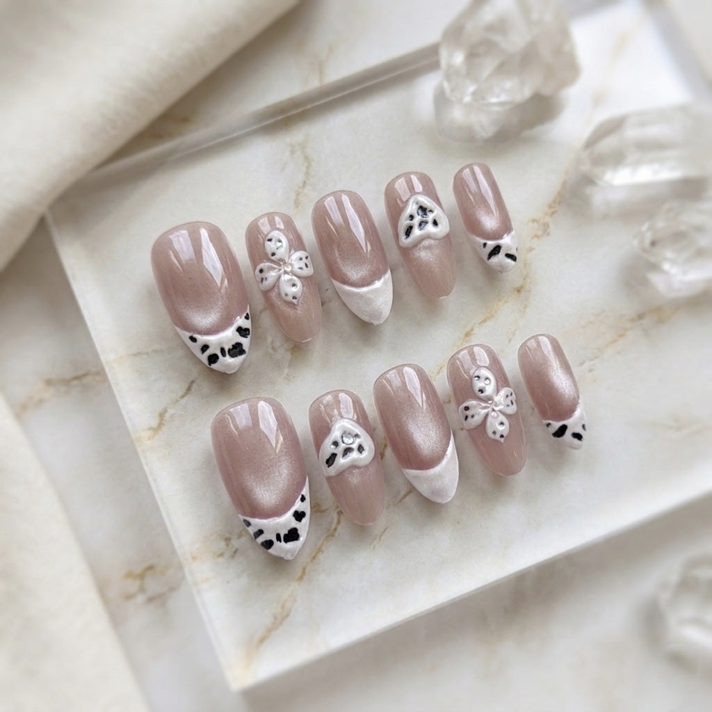 Artistic Floral French Tip Press-On Nails