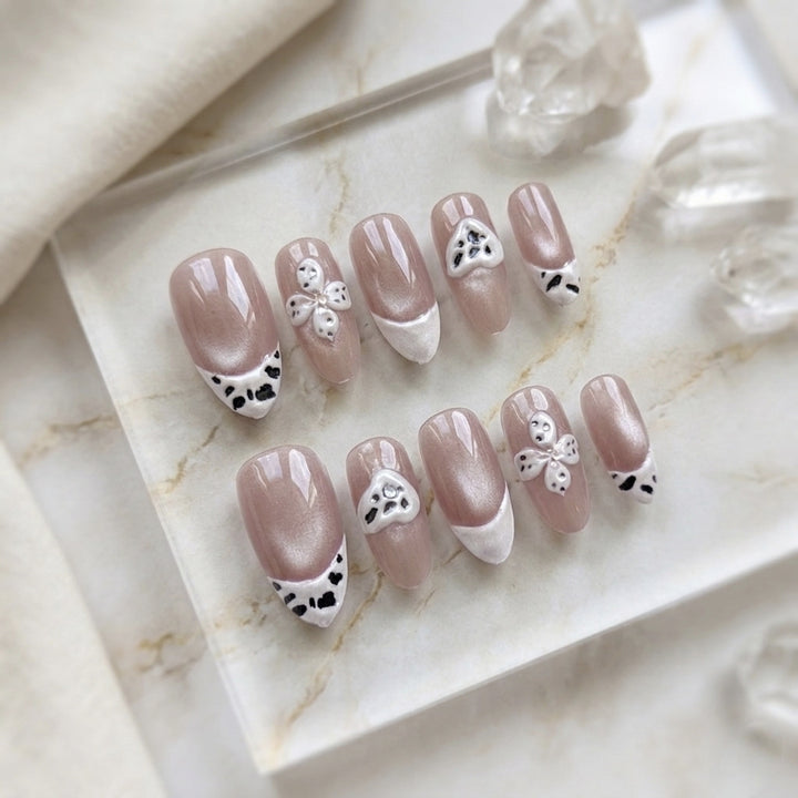 Artistic Floral French Tip Press-On Nails