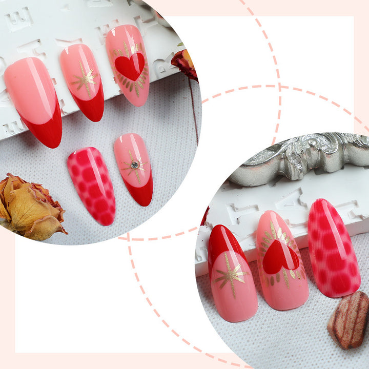 Artistic Heart-Inspired Press-On Nail Art Set Kalsten