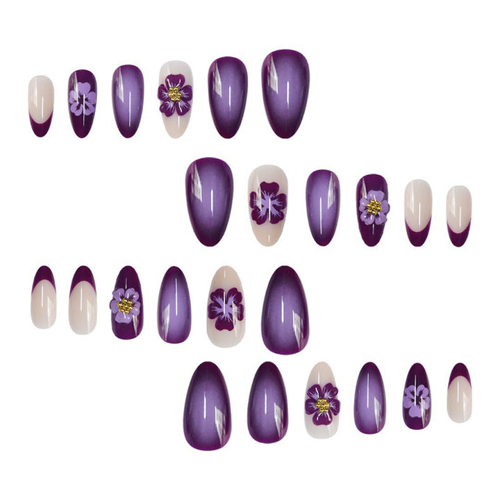 Artistic Floral Press-On Nails with 3D Accents Kalsten