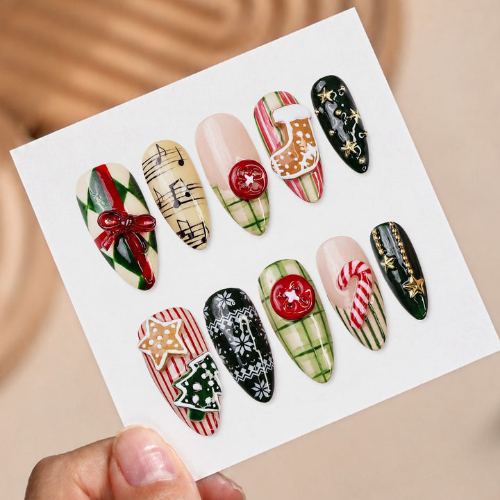 Festive artificial nails with Christmas motifs Kalsten