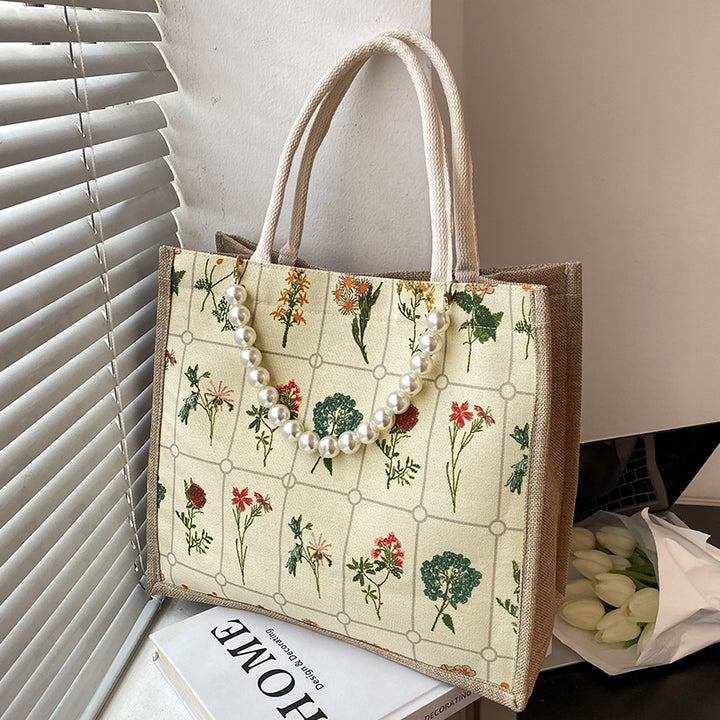 Embroidered Floral Patterned Tote Bag