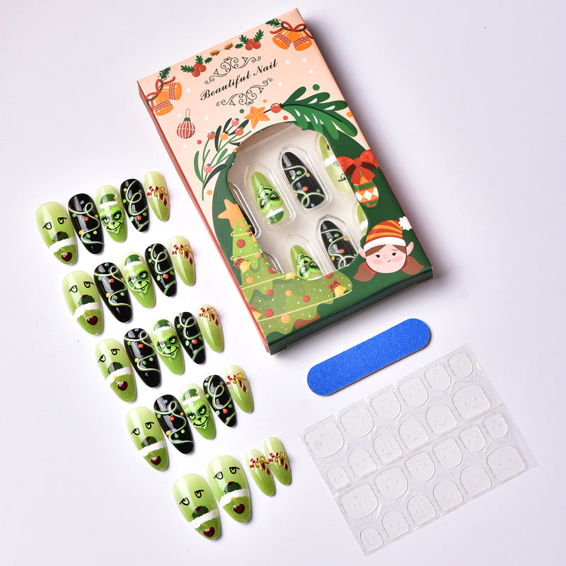 Whimsical Holiday-Themed Press-On Nail Art Set