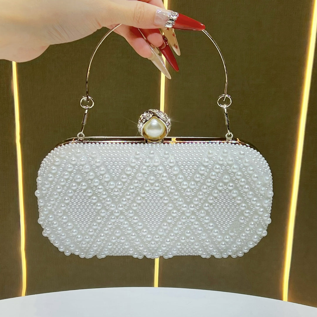 Elegant Pearl-Embellished Evening Bag