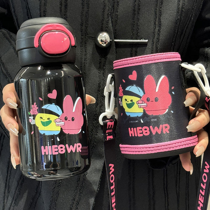 Women's insulated drinking bottle with secure flip-top lid and playful design Kalsten
