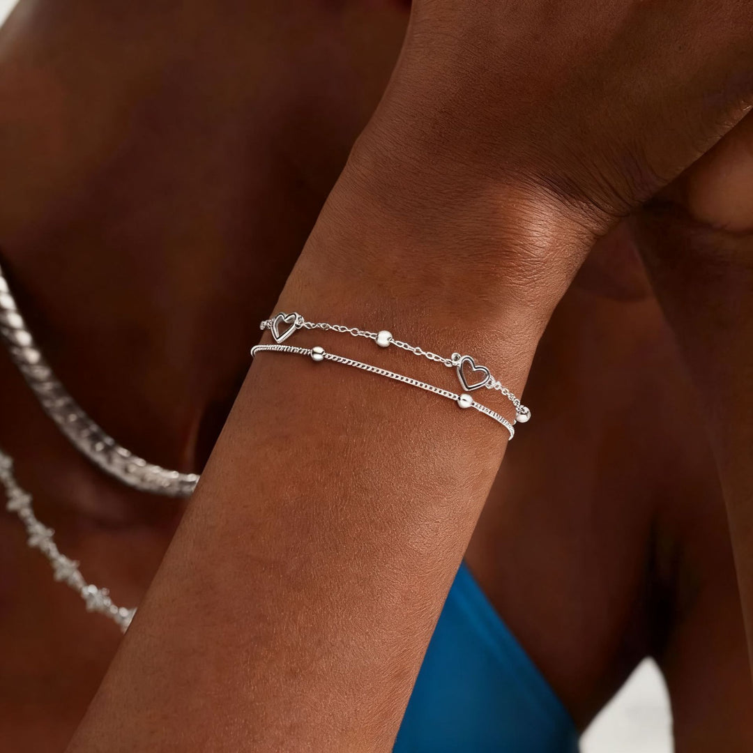 Heart Charm Layered Bracelet Kalsten