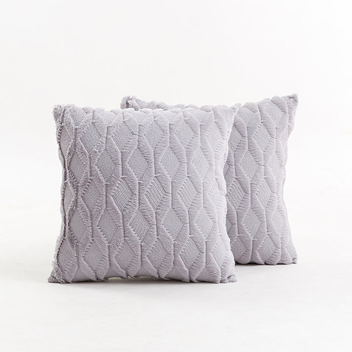 Textured Knit Diamond Tufted Square Throw Pillow Cover with Frayed Edge