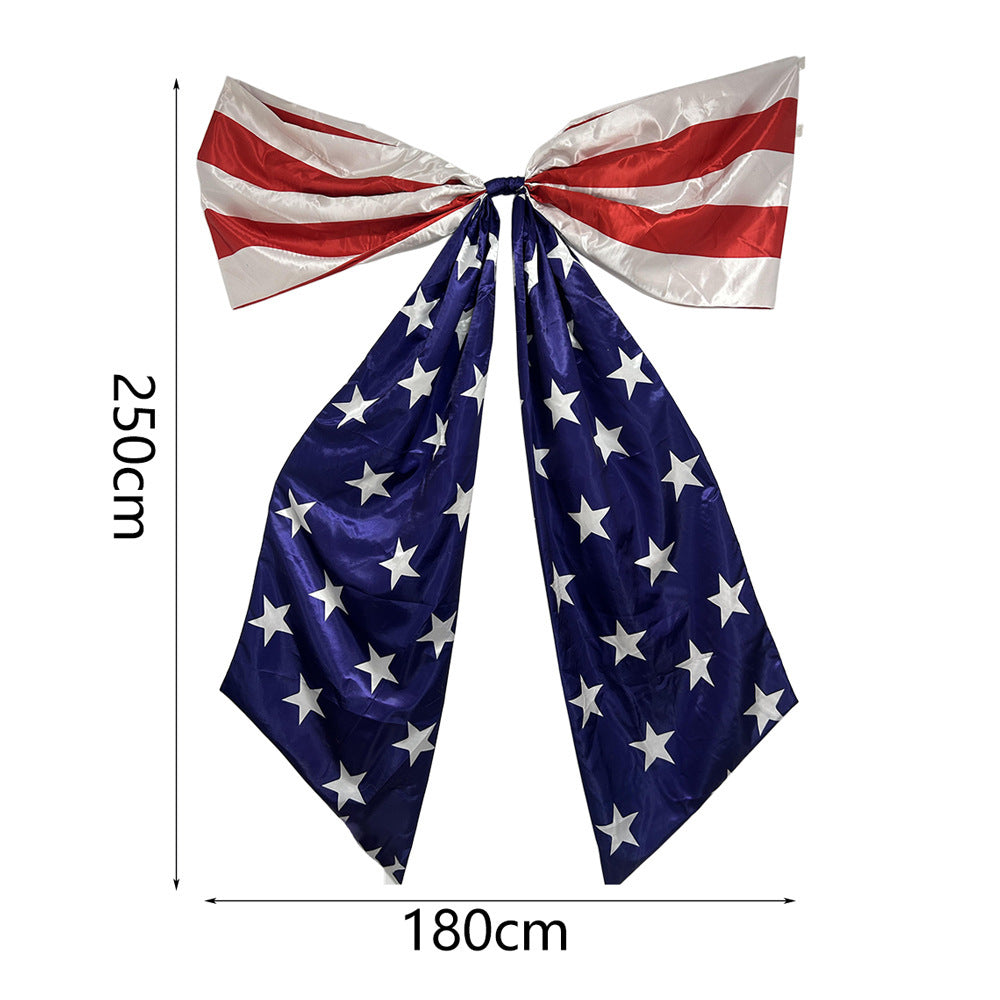 Independence Day oversized patriotic door bow and cascading porch flag swag Kalsten
