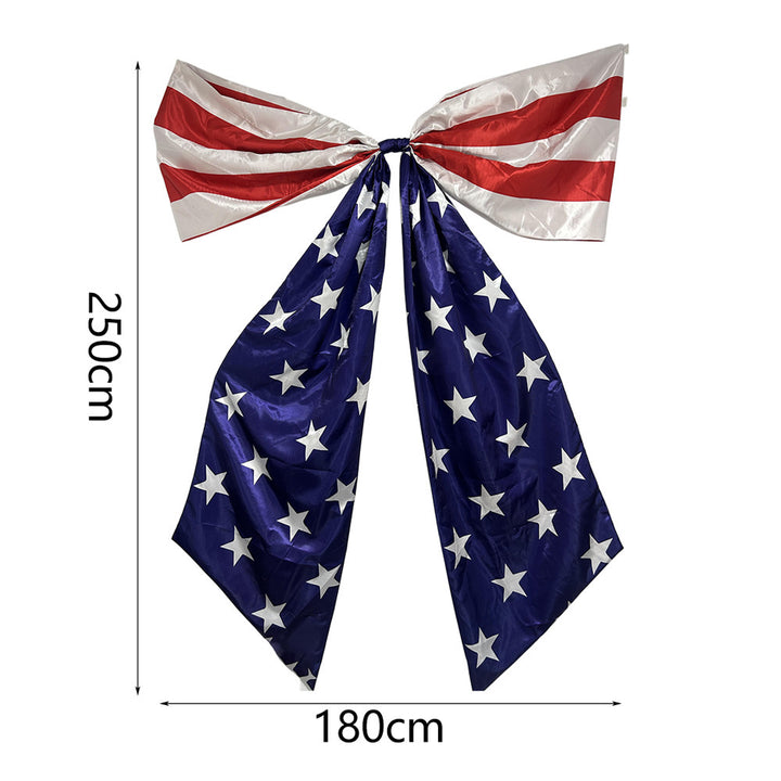 Independence Day oversized patriotic door bow and cascading porch flag swag Kalsten
