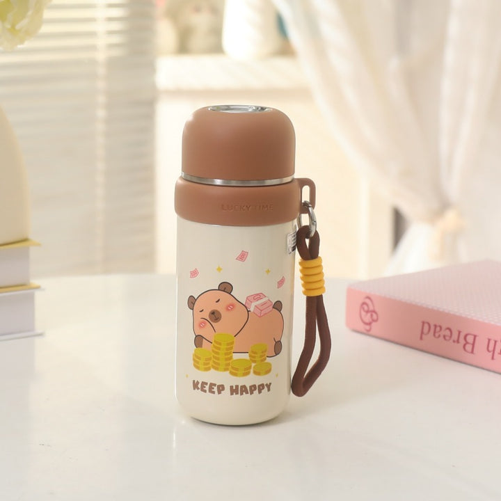 Ladies thermos bottle with animal motif and carrying strap Kalsten