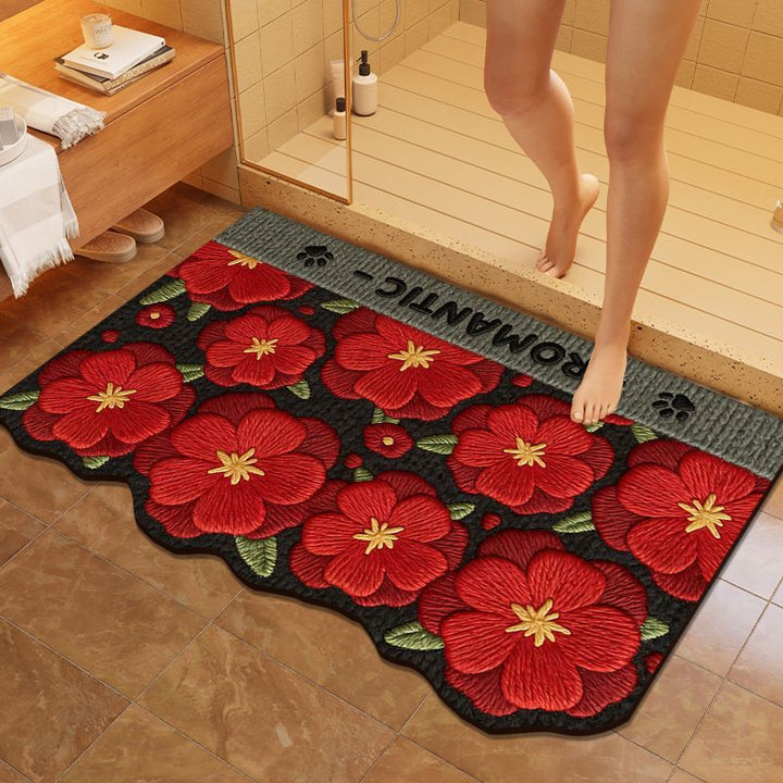 Floral Embroidered Bathroom Mat Kalsten