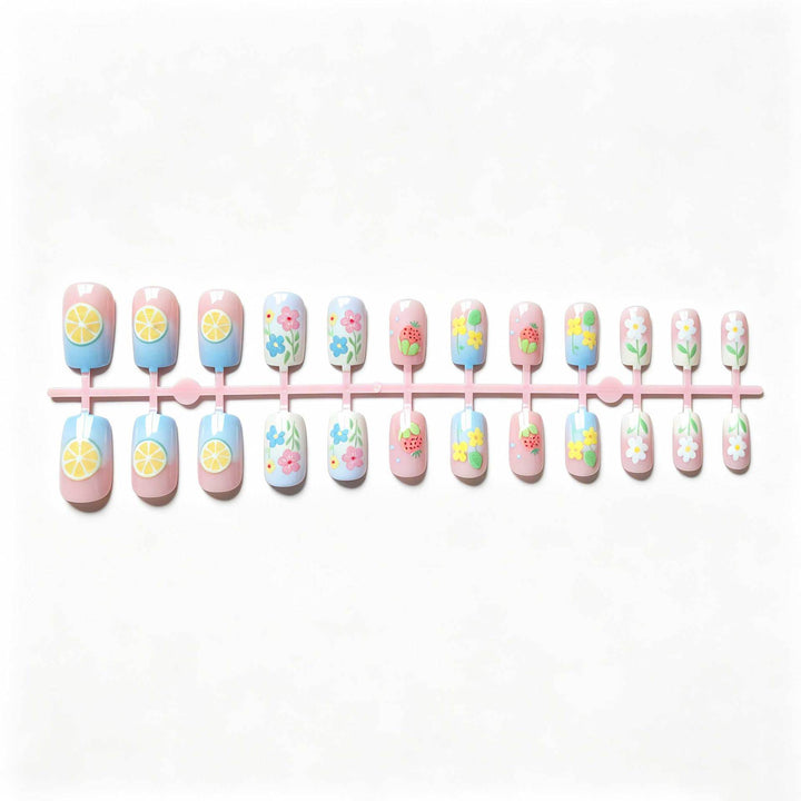 Whimsical Fruit and Floral Nail Art