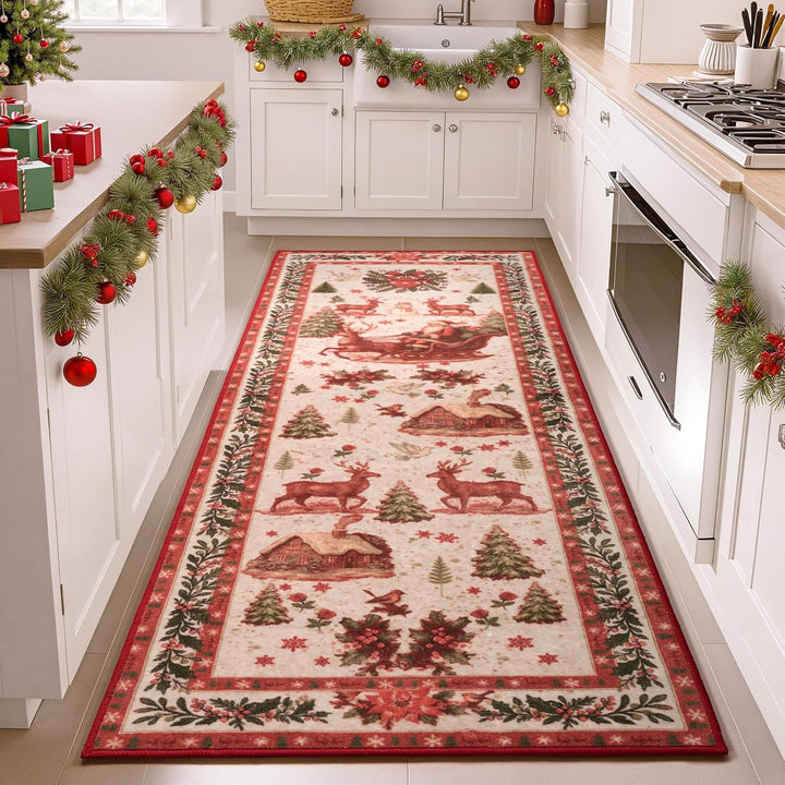 Christmas-Themed Kitchen Runner Mat for Floor