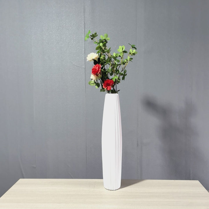 Elegant Tall Decorative Ribbed Vase Kalsten