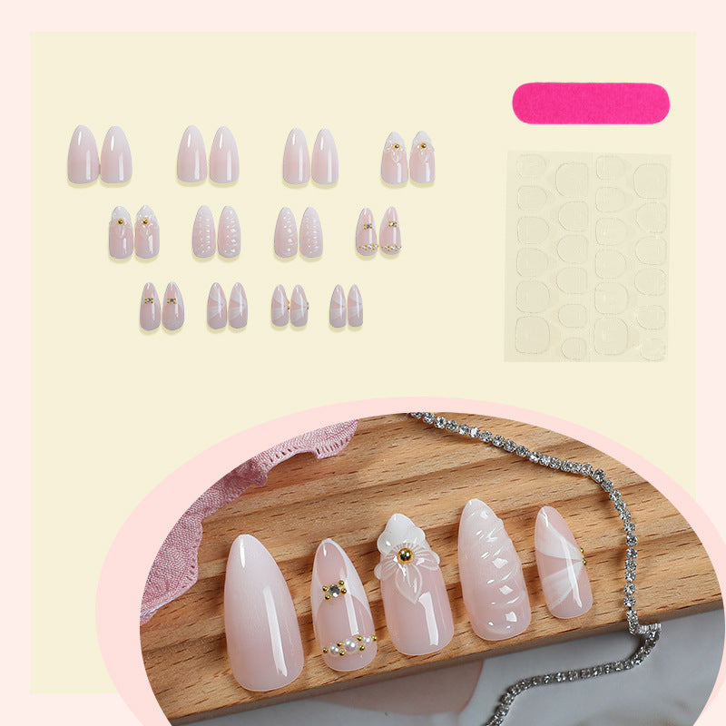 Decorative Nail Art Press-On Set with Floral and Gold Accents kalsten