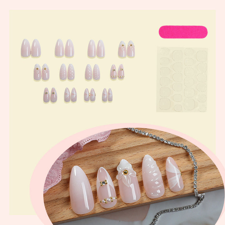 Decorative Nail Art Press-On Set with Floral and Gold Accents kalsten